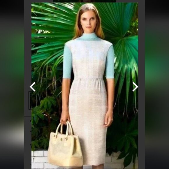TORY BURCH | Fatima Woven Sheath Dress sz L - Picture 3 of 8